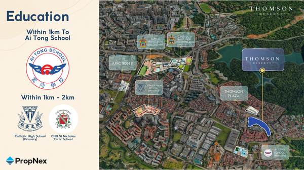 Thomson Reserve near top schools — Ai Tong School within 1km, Catholic High School and CHIJ St Nicholas Girls School within 1-2km