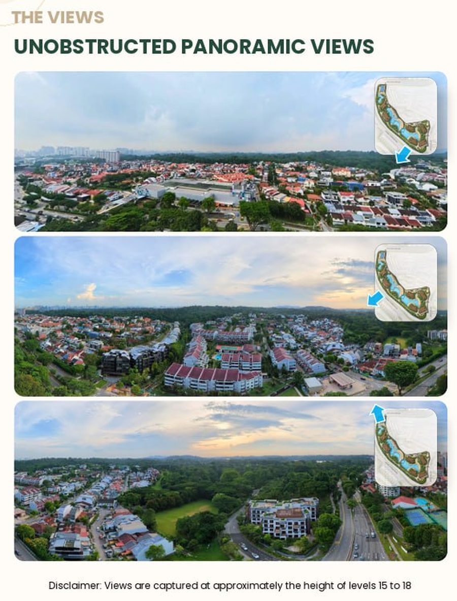 Thomson Reserve unobstructed panoramic views — aerial vistas from Level 15–18 overlooking Bright Hill neighbourhood, Upper Thomson District 20 Singapore